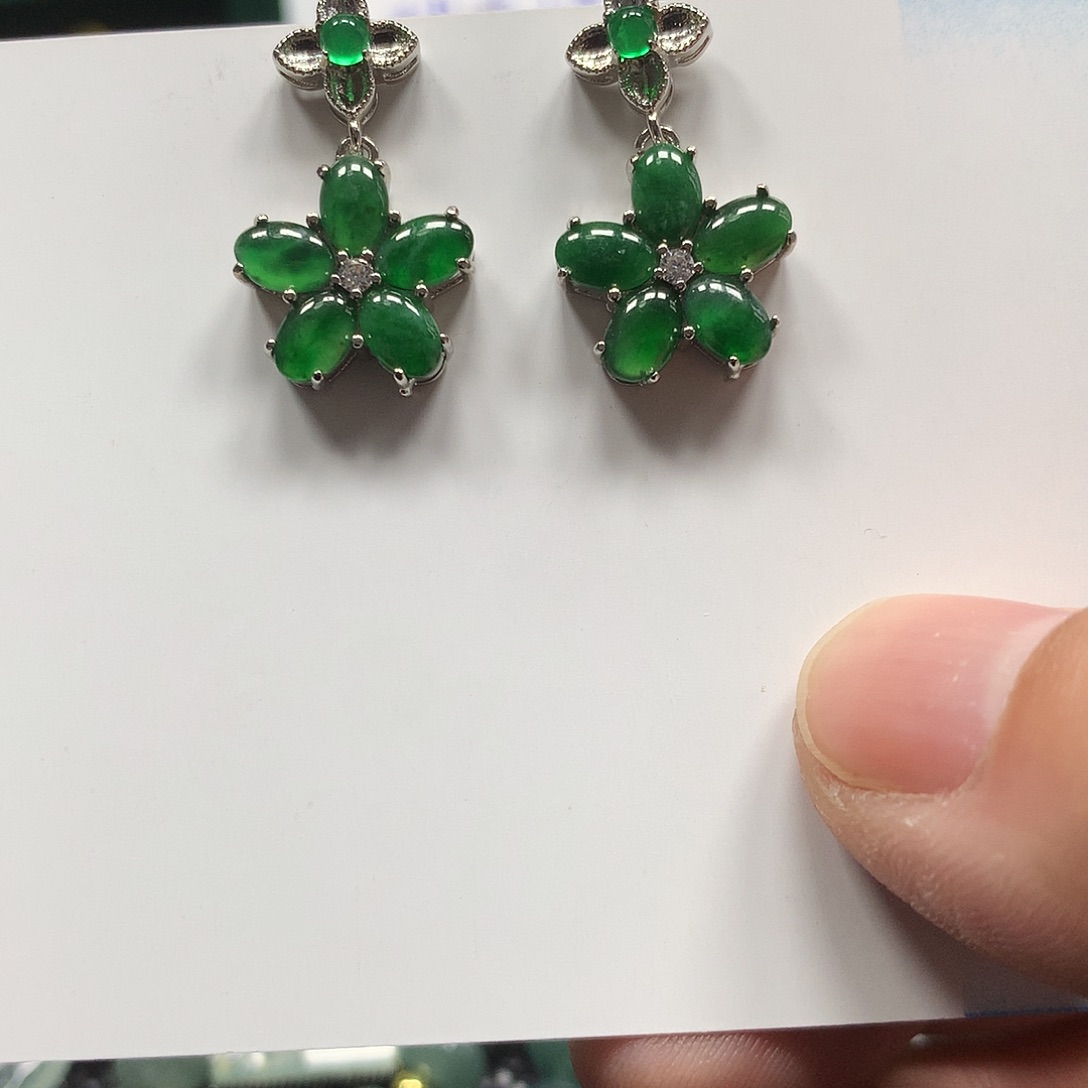 翡翠未镶嵌手串翡翠耳环