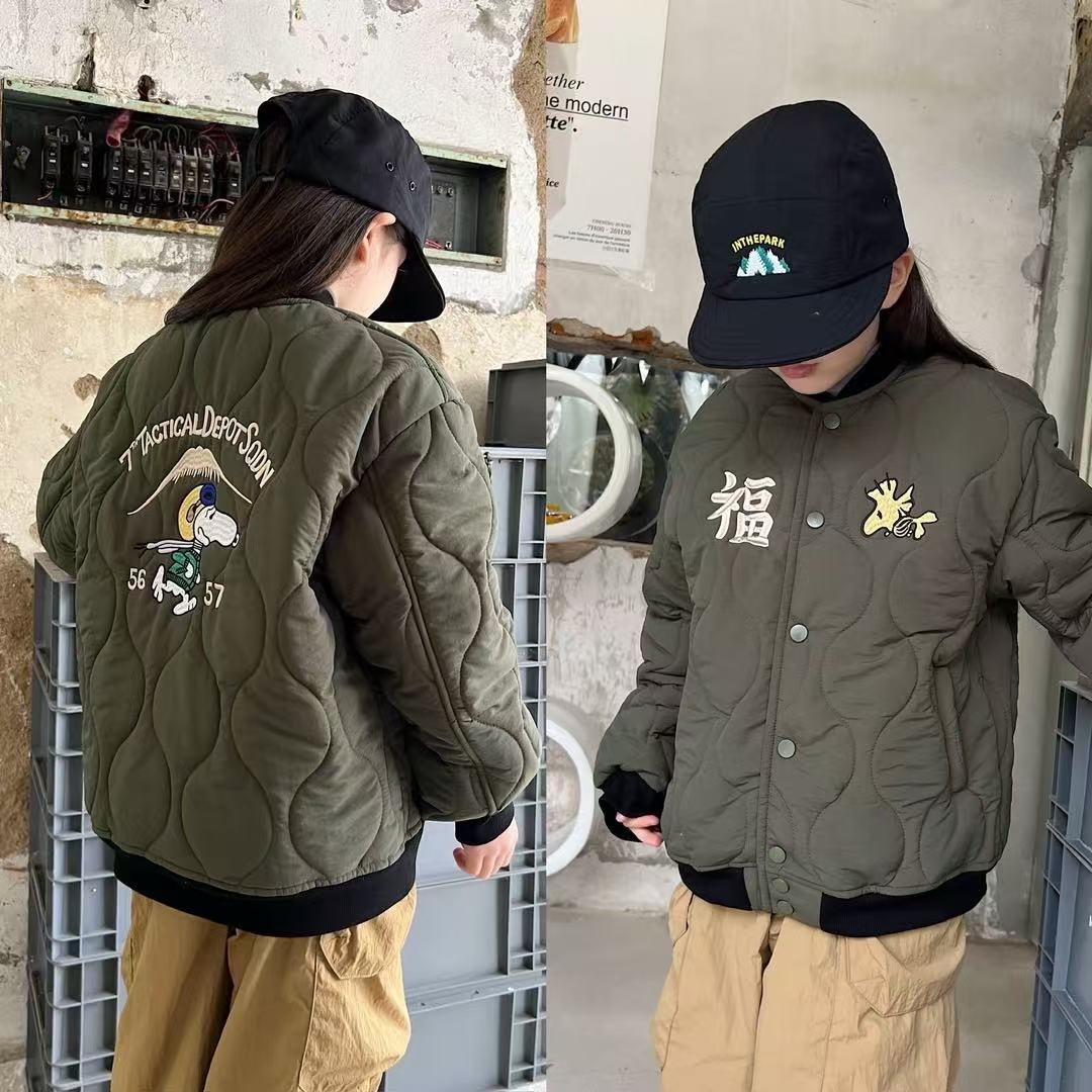 「LIUYI」男女童短款棒球夹克棉服儿童刺绣福字棒球夹棉外套2401