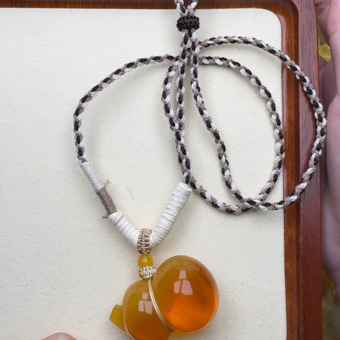 琥珀未镶嵌裸石7号焦皮大漏橘红葫芦