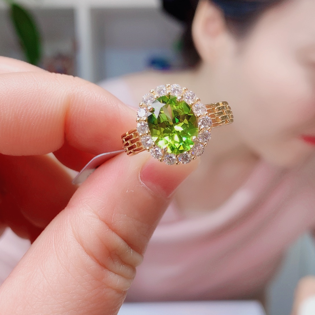 银S925镶嵌戒指橄榄石