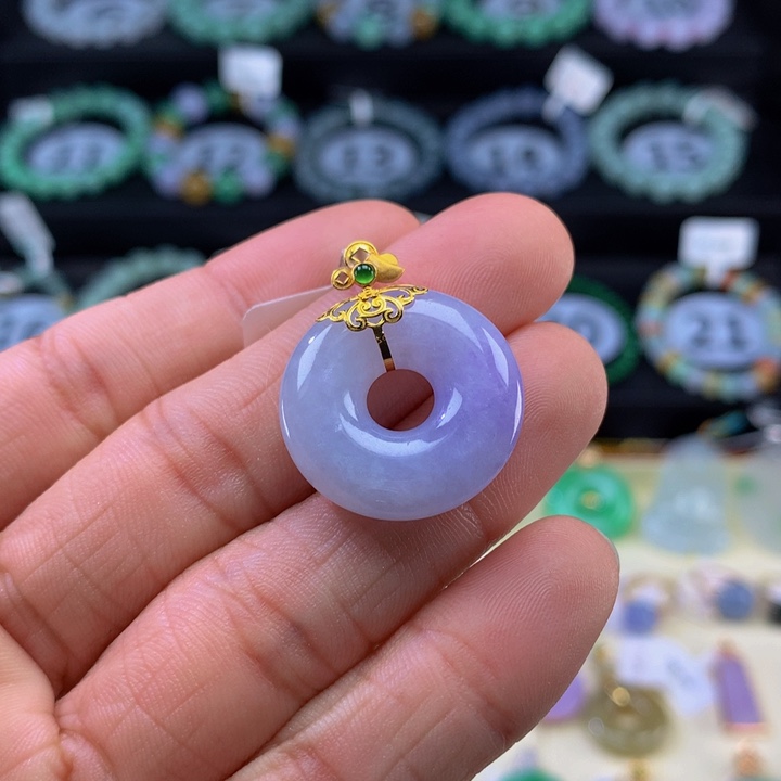 翡翠手链18K金镶嵌翡翠 