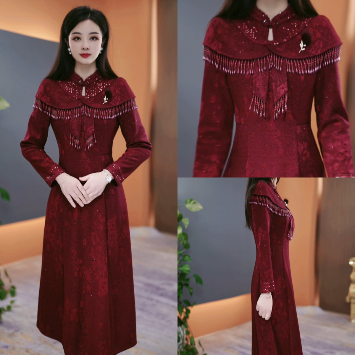 冬季加绒加厚连衣裙2025冬季气质韩版显瘦百搭收腰裙子YX25K3620