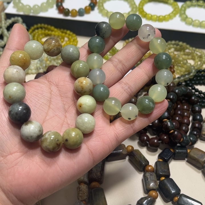 蛇纹石玉未镶嵌手链卡14