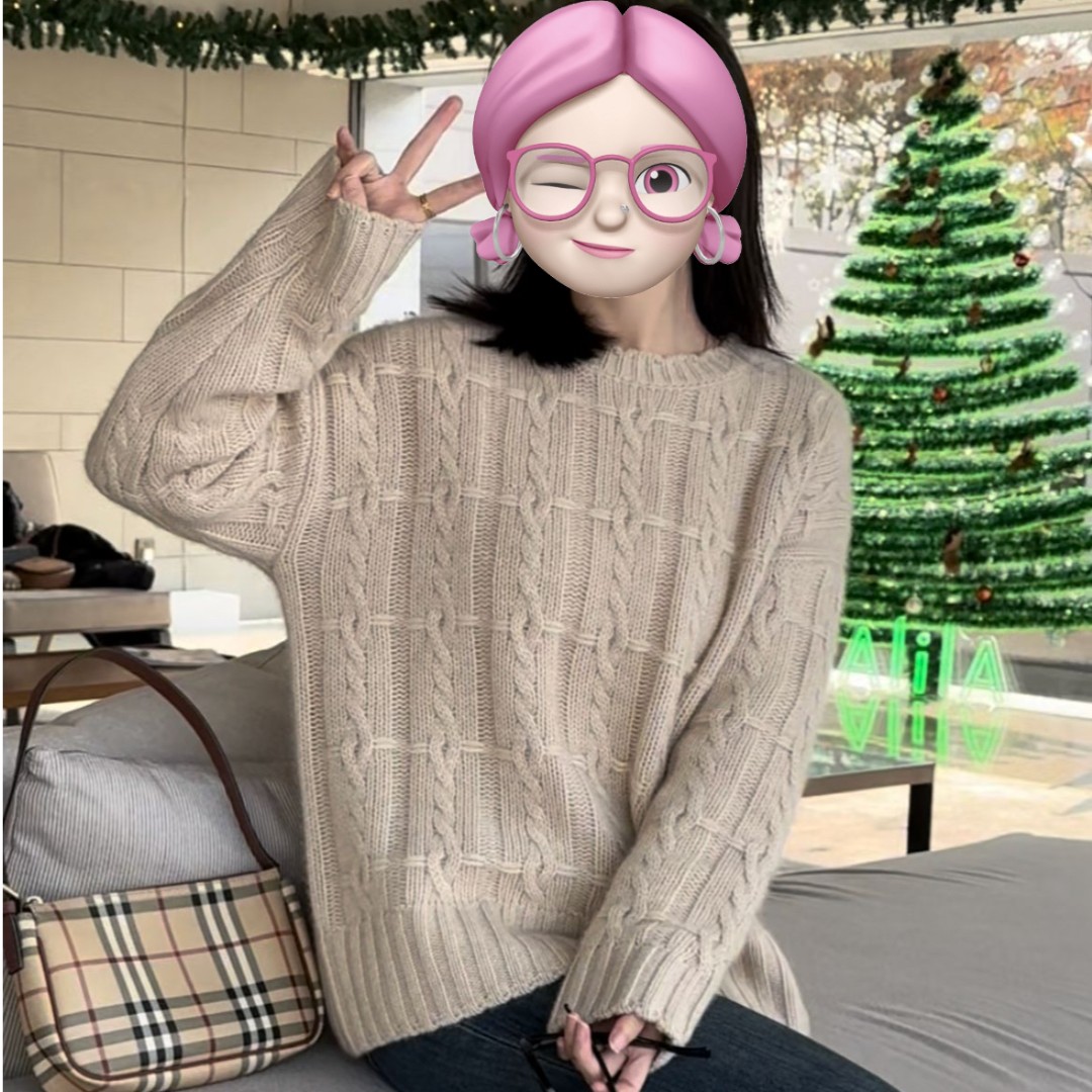 【540克加厚&小山羊绒衫】秋冬重工绞花圆领针织套头羊绒衫241990-1