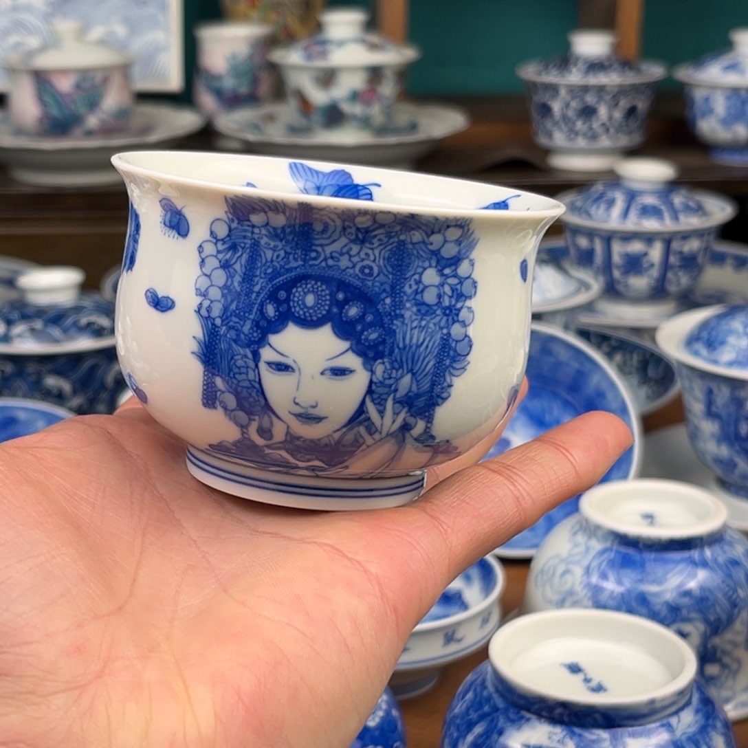 瓷片陶月楼花旦杯子