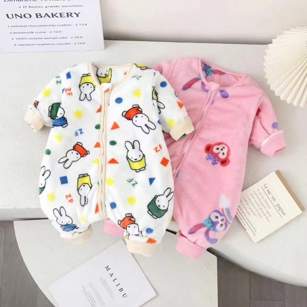 家居服宝宝拉链婴儿ol睡衣爬服新生儿秋冬森系幼儿通用