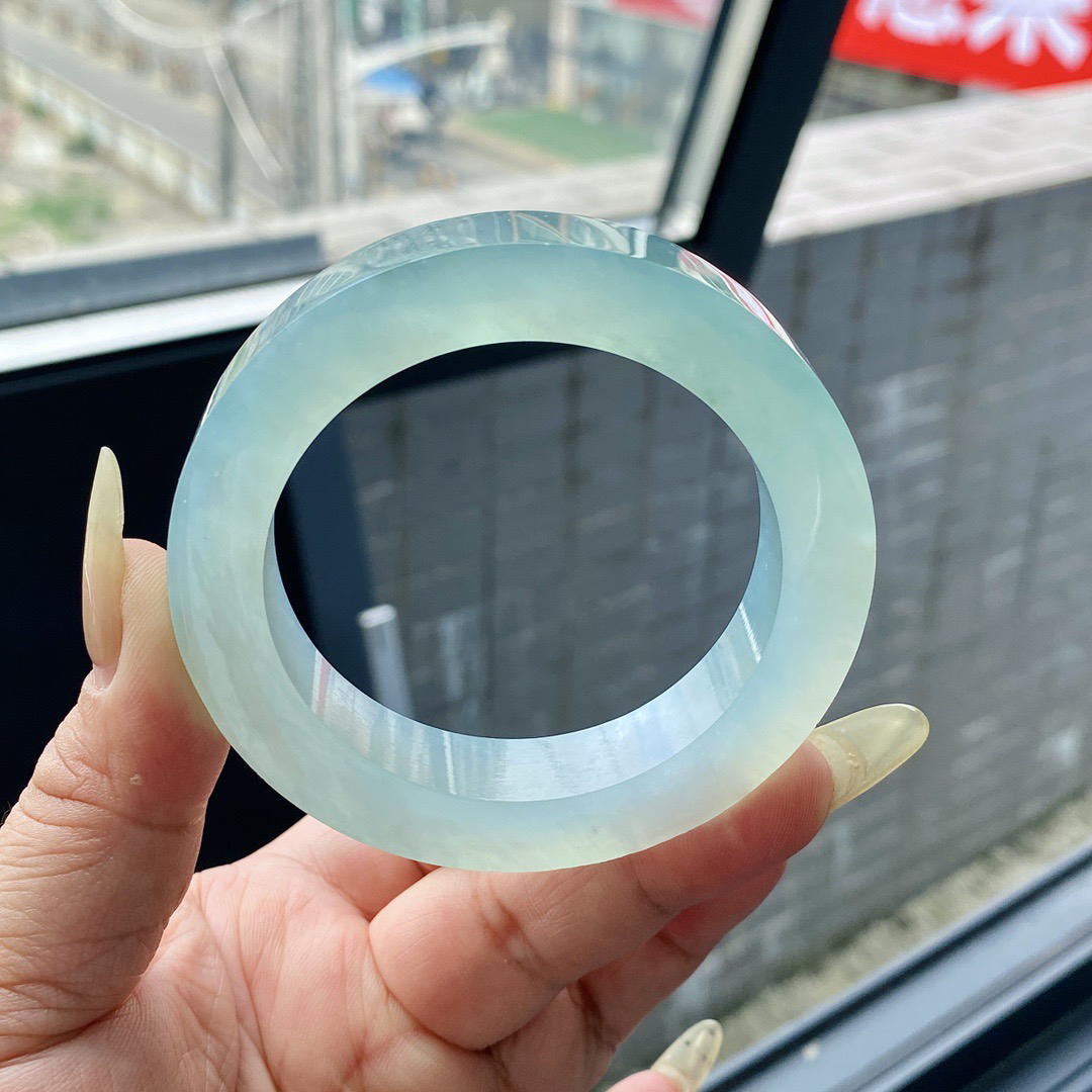 冰种冰胶透种老高端精美时尚优雅气质百搭女士翡翠玉石手镯定金1w