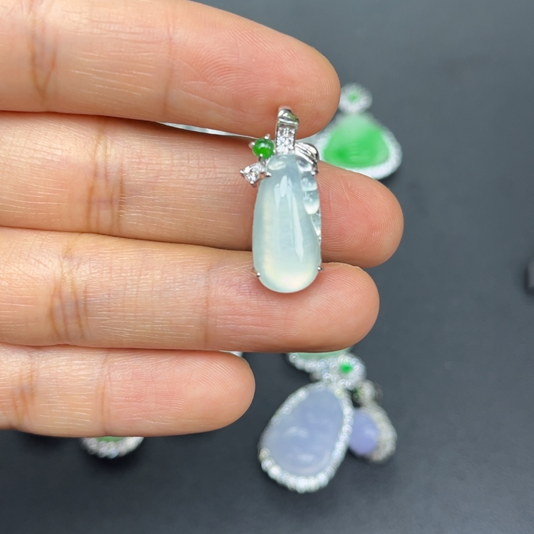 翡翠银S925镶嵌吊坠(不含链)