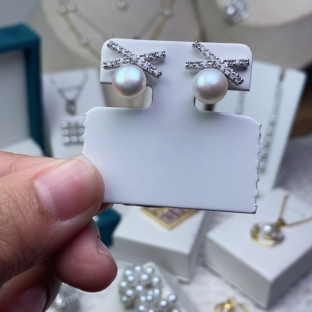 淡水珍珠耳饰银S925镶嵌