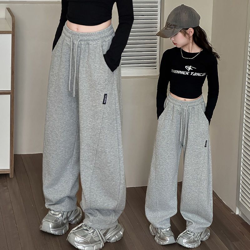 女童春秋裤子洋气休闲裤女孩高腰阔腿裤大童春装弯刀裤香蕉裤长裤