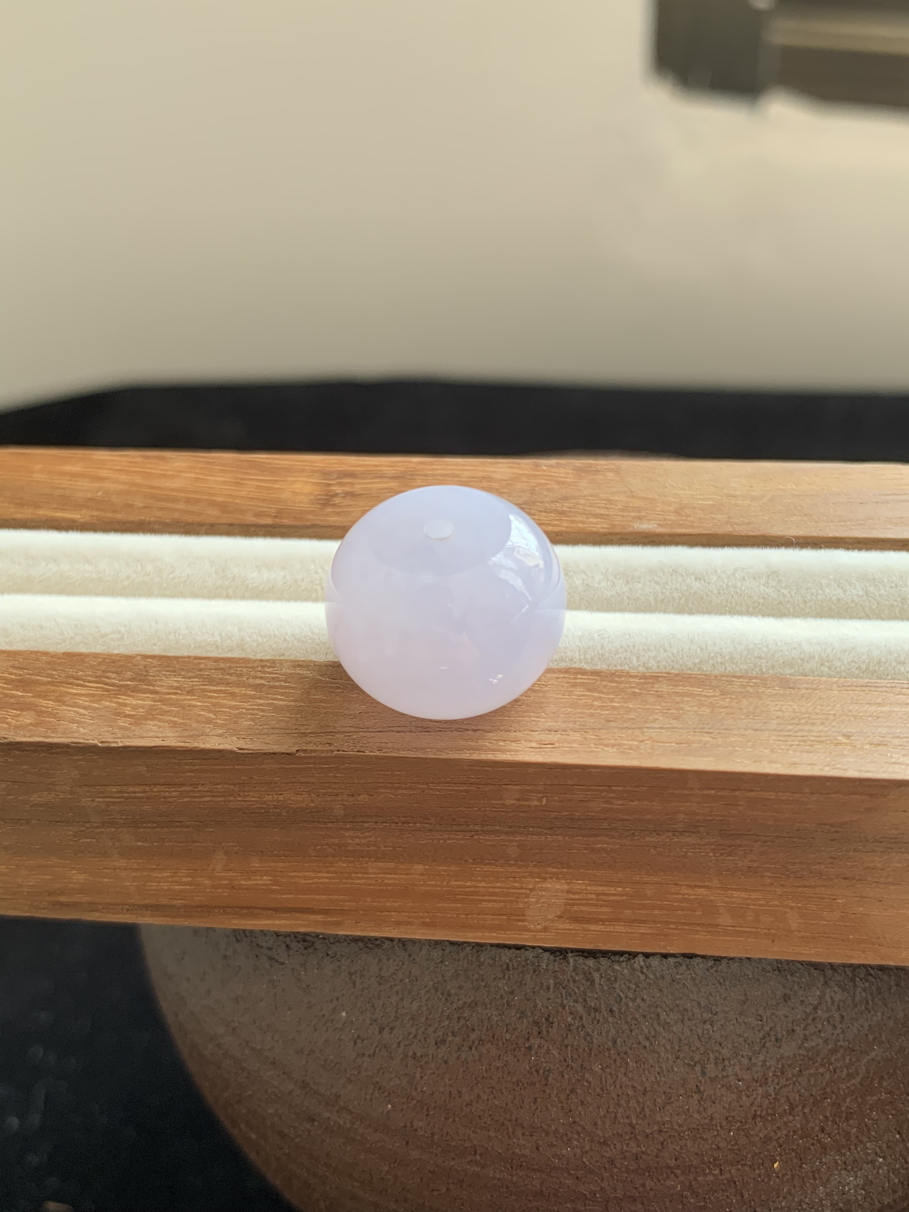 天然缅甸a货翡翠-冰紫大鼓珠15.4✖️11.5mm