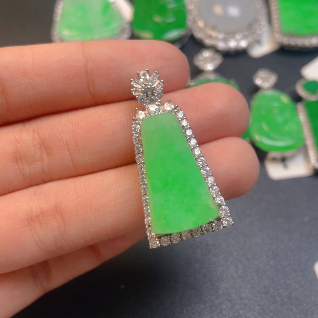 翡翠银S925镶嵌吊坠(不含链)