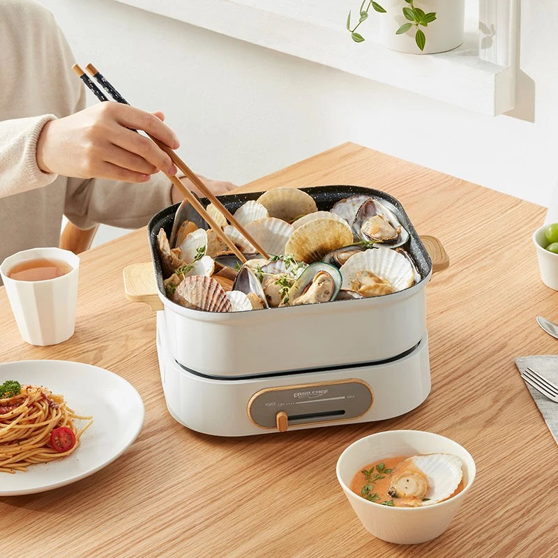 【创得官方】电火锅小电锅煎肉烤肉炉电热电炒锅多功能锅