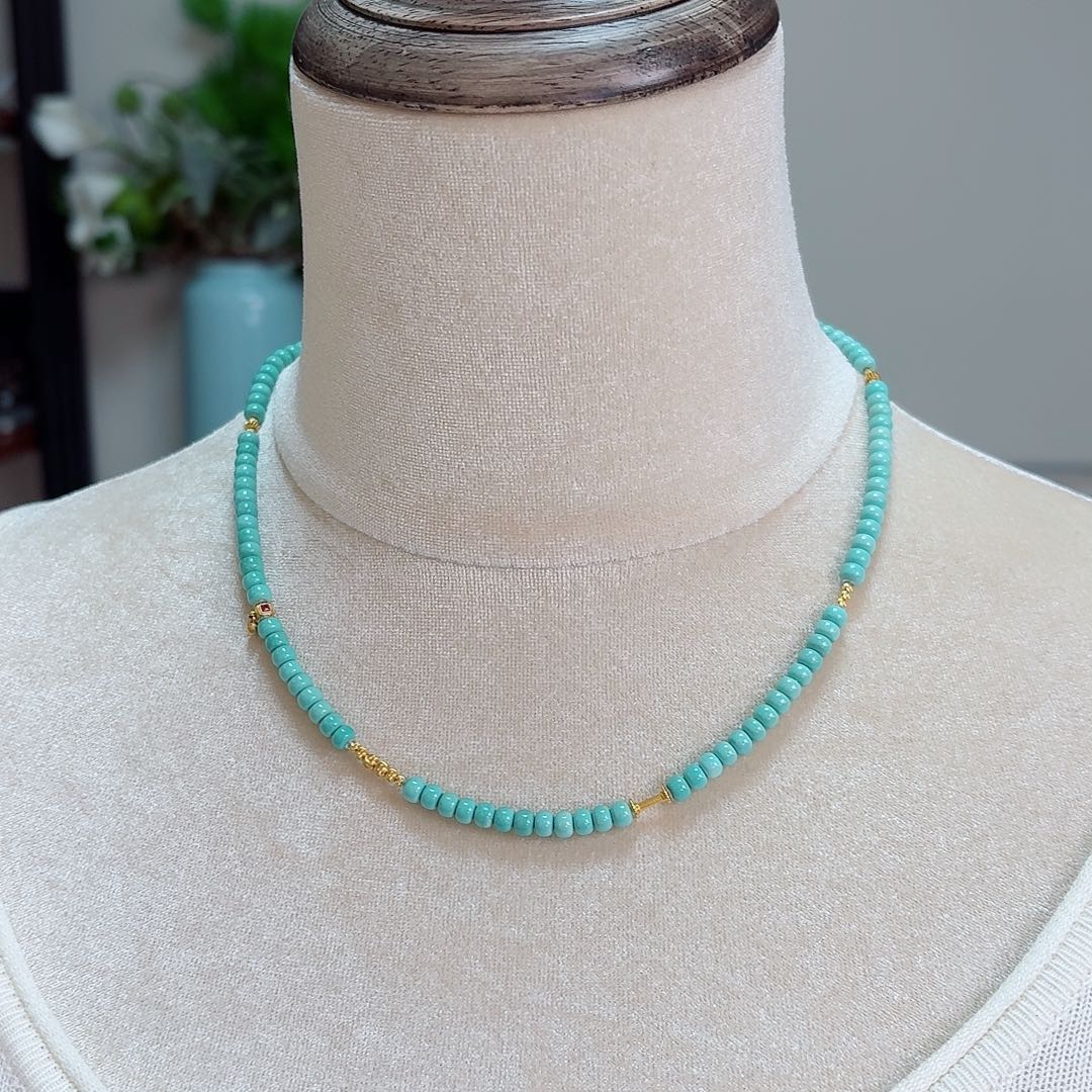 绿松石18K金镶嵌珠宝奇石4.7