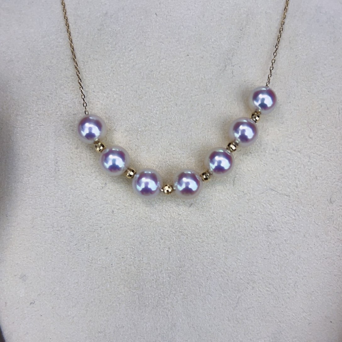 海水珍珠海水akoya设计款微笑链6-7mm18K金镶嵌