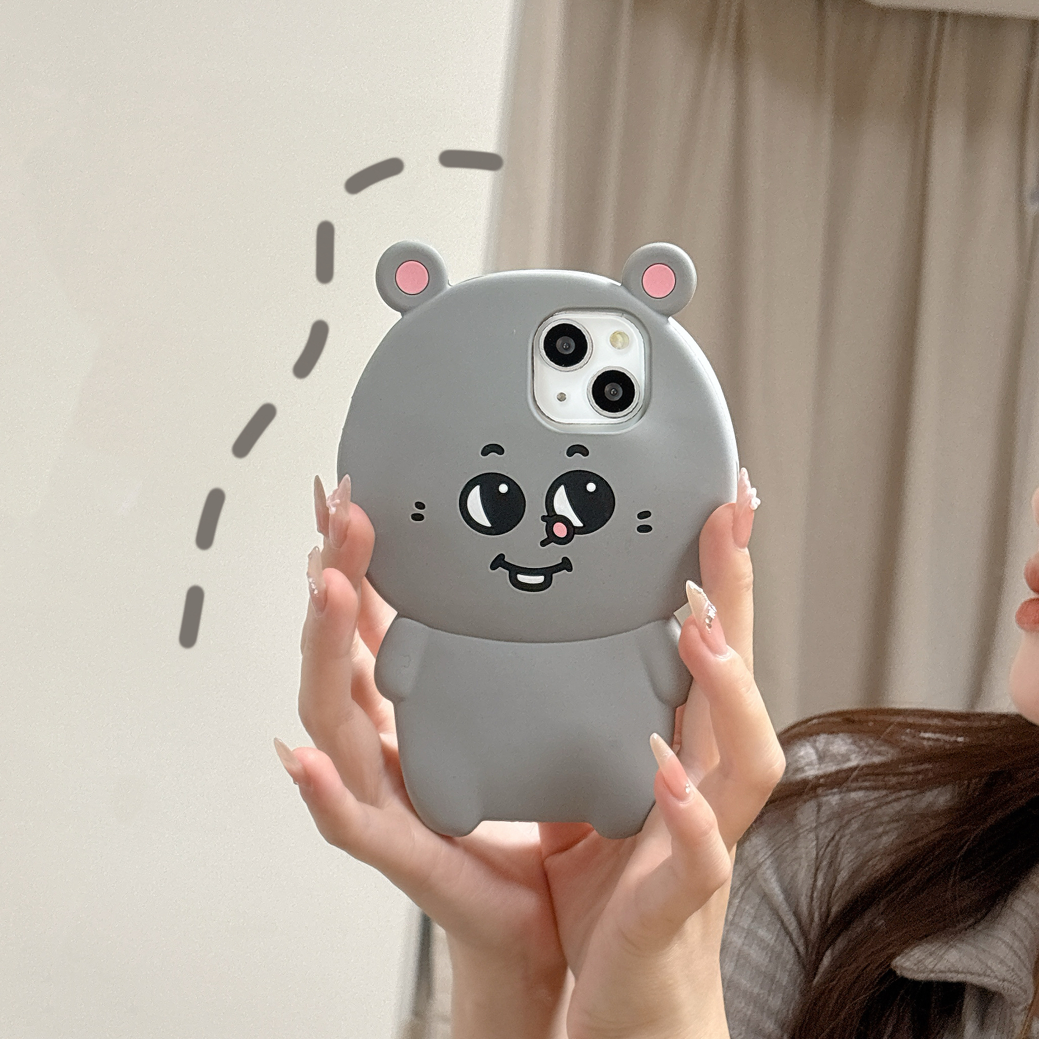 【苹果】立体大鼠可爱趣味适用iPhone16女款ins网红创意硅胶手机壳
