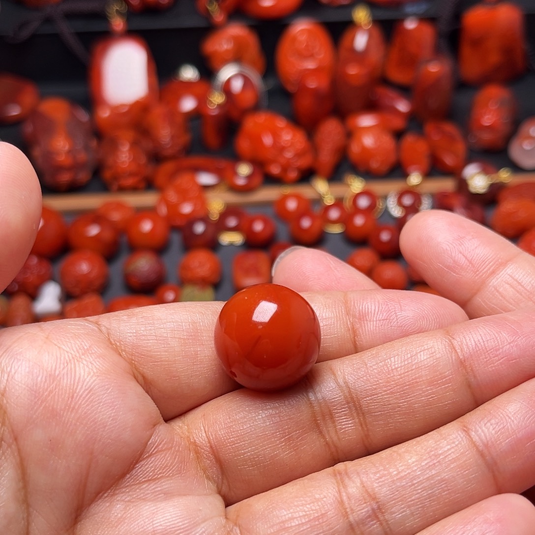 两***风南红玛瑙未镶嵌配饰18+