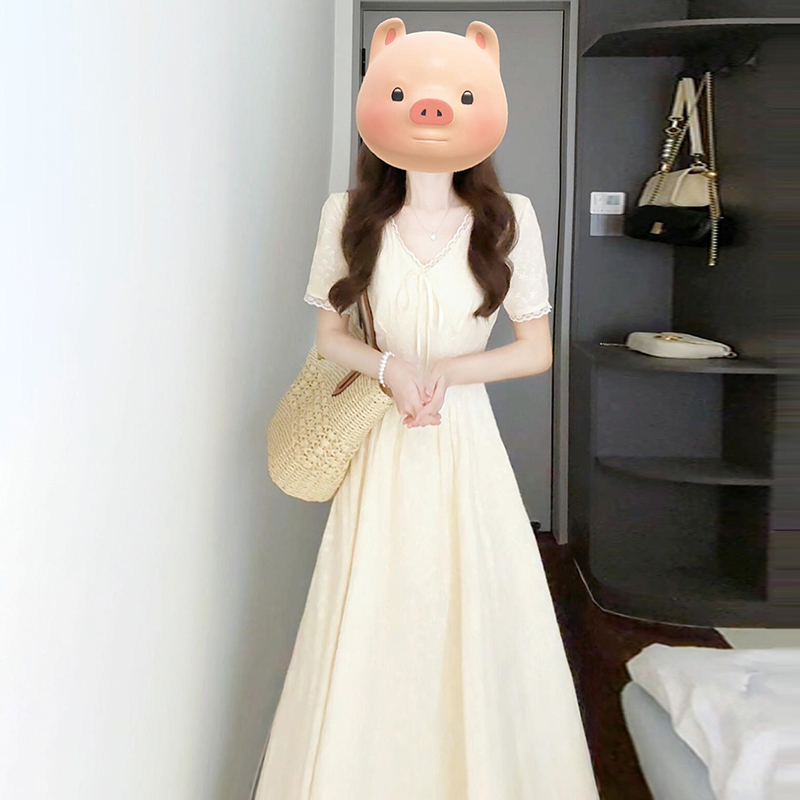3187白色连衣裙子小个子初夏季穿搭2025新款独特绝美漂亮长裙女
