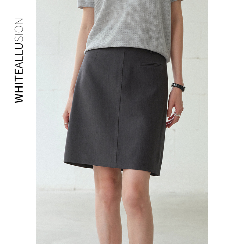 素典【城市漫游】通勤简约气质半身裙百搭通勤高腰显瘦直筒短裙3975