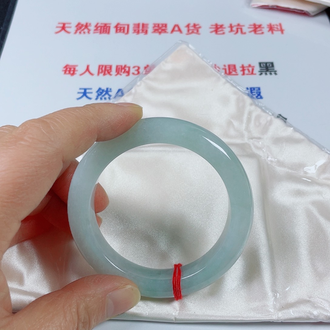 灰***皮翡翠未镶嵌手镯天然翡翠手镯53.7