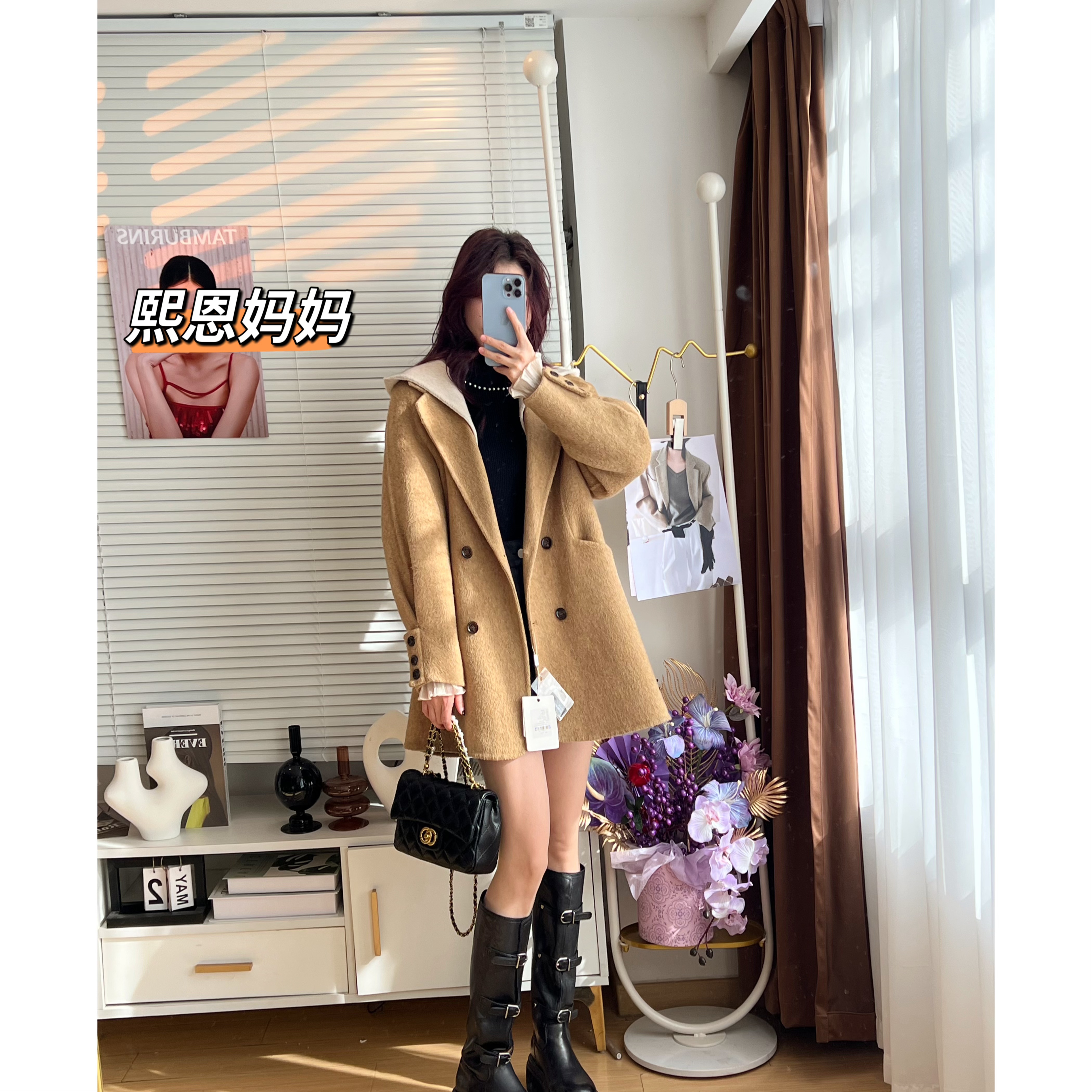 航邦祺韩系复古时尚休闲假两件双面羊毛大衣BQZ8870