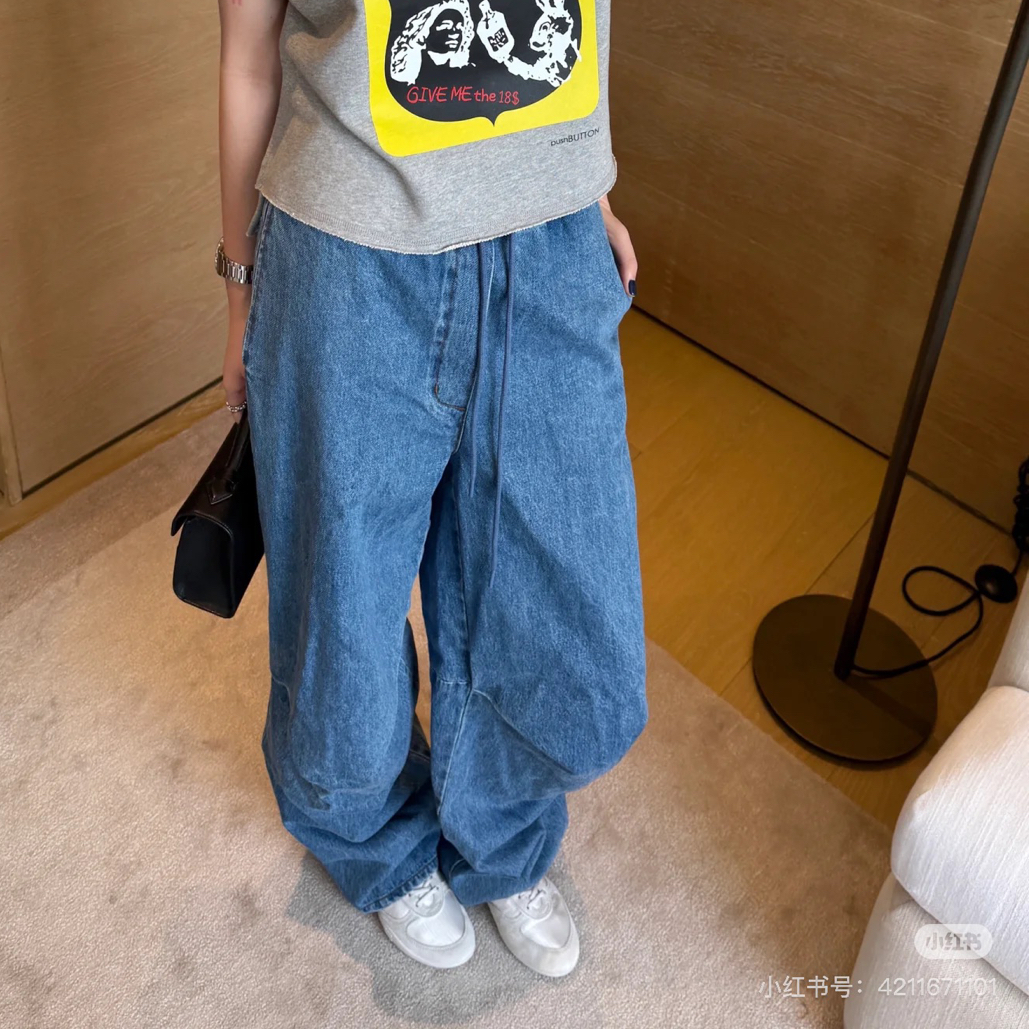 pushBUTTON 25新款 立体裁剪 松紧牛仔裤