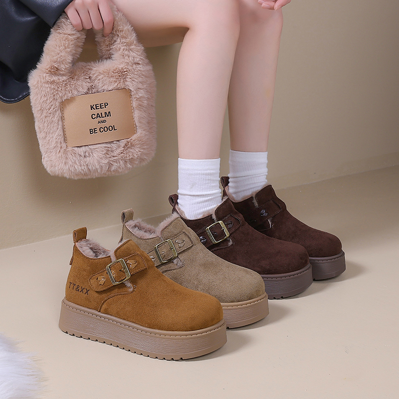 【鞋匠】厚底加绒勃肯棉鞋雪地靴鞋子网红休闲风外穿冬季防滑一脚蹬