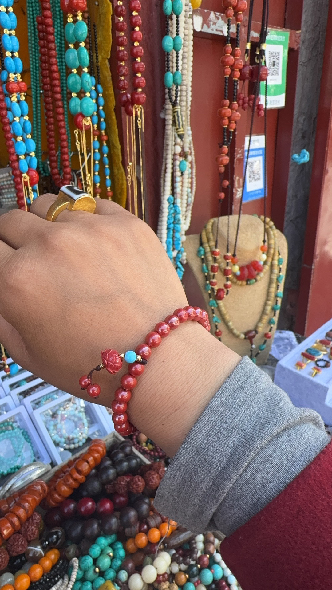 铜合金大理石手链 手链配莲花座时尚