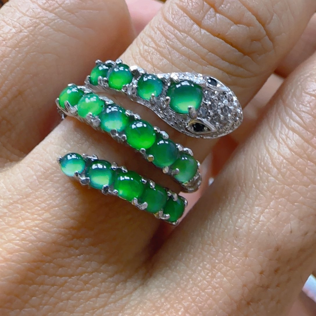 翡翠戒指银S925镶嵌翡翠199