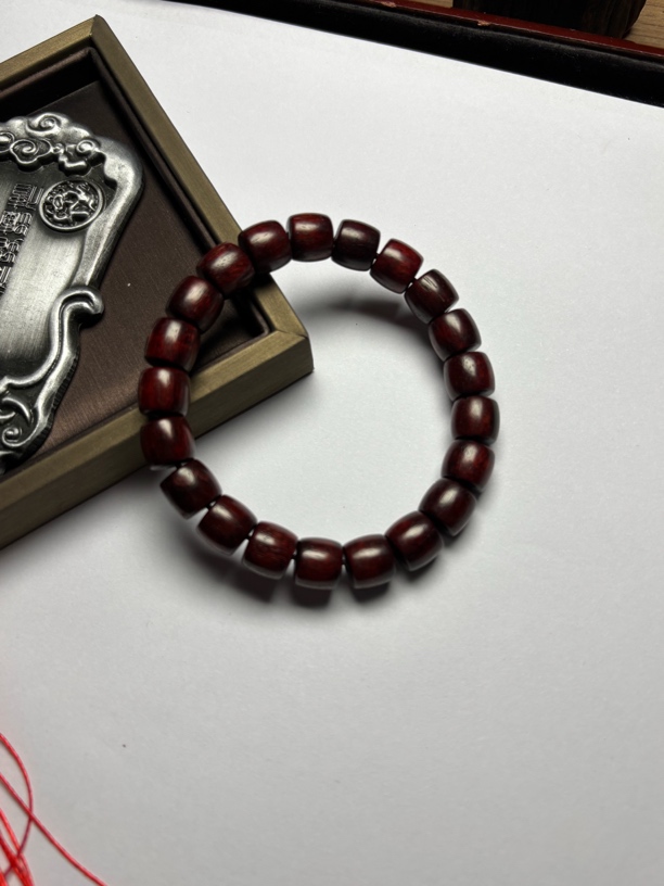 A878 印度小叶紫檀直切桶珠手串9mm