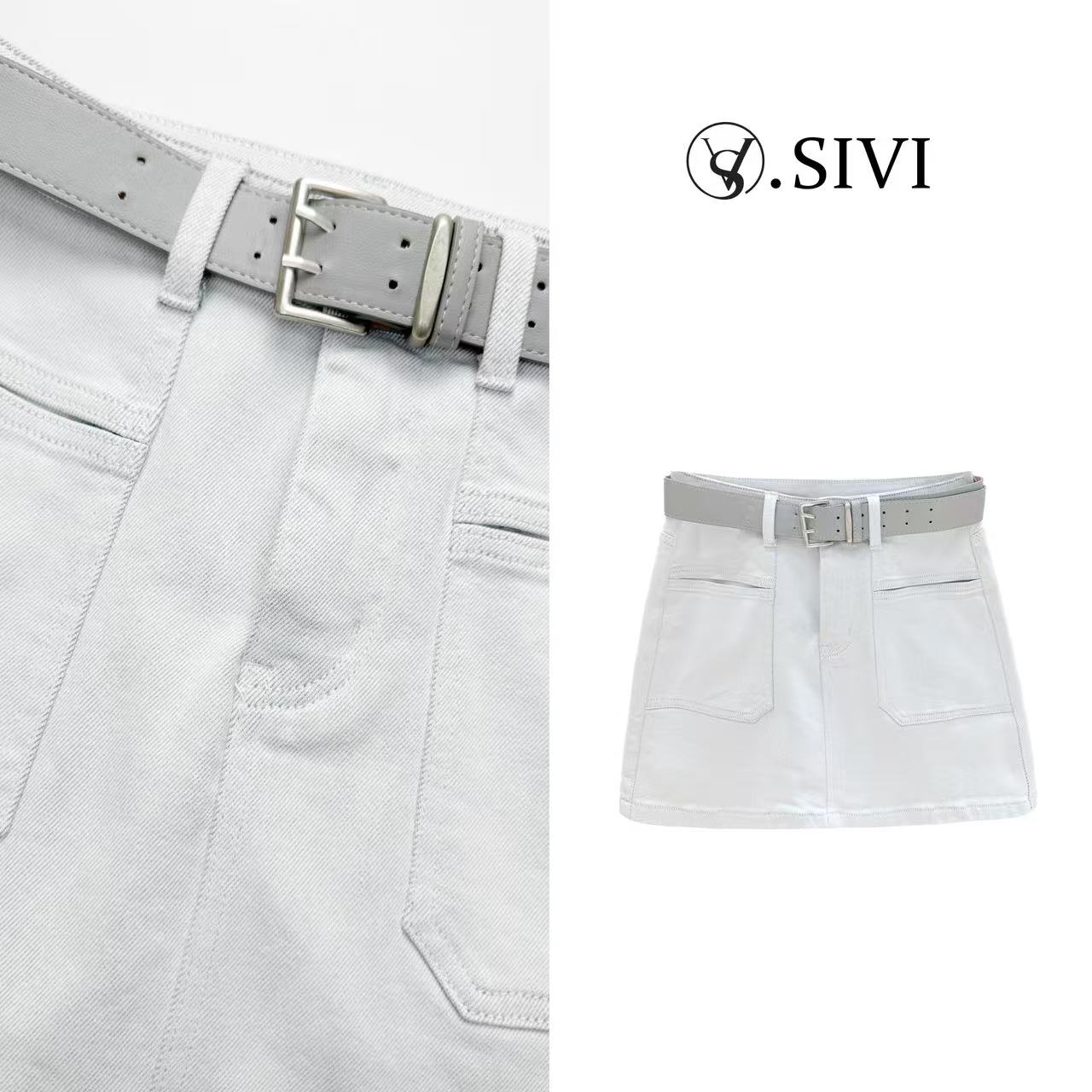 熙薇【月光灰】2025春季新款时尚休闲百搭牛仔裙裤H1658