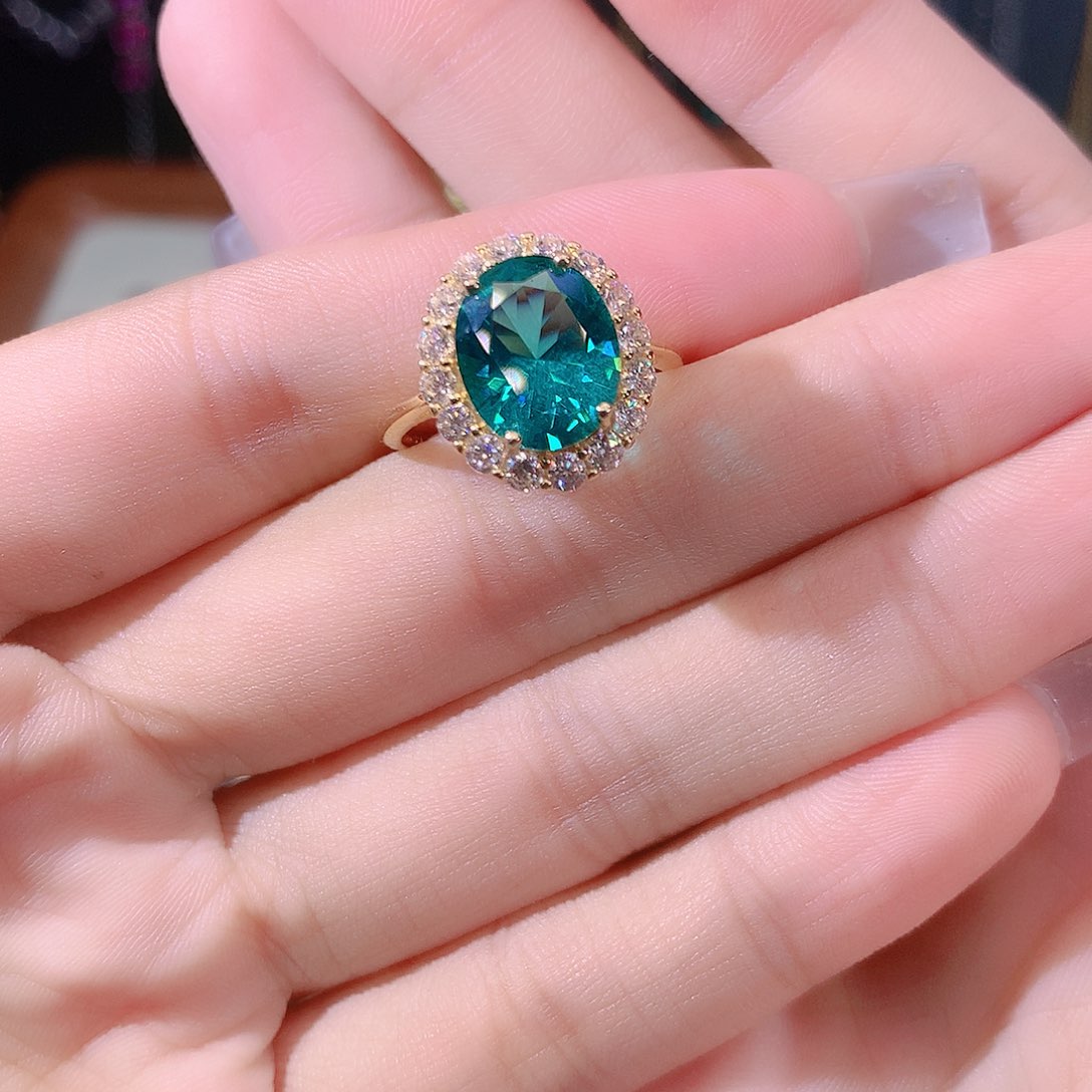 碧玺猫眼耳饰银S925镶嵌金911