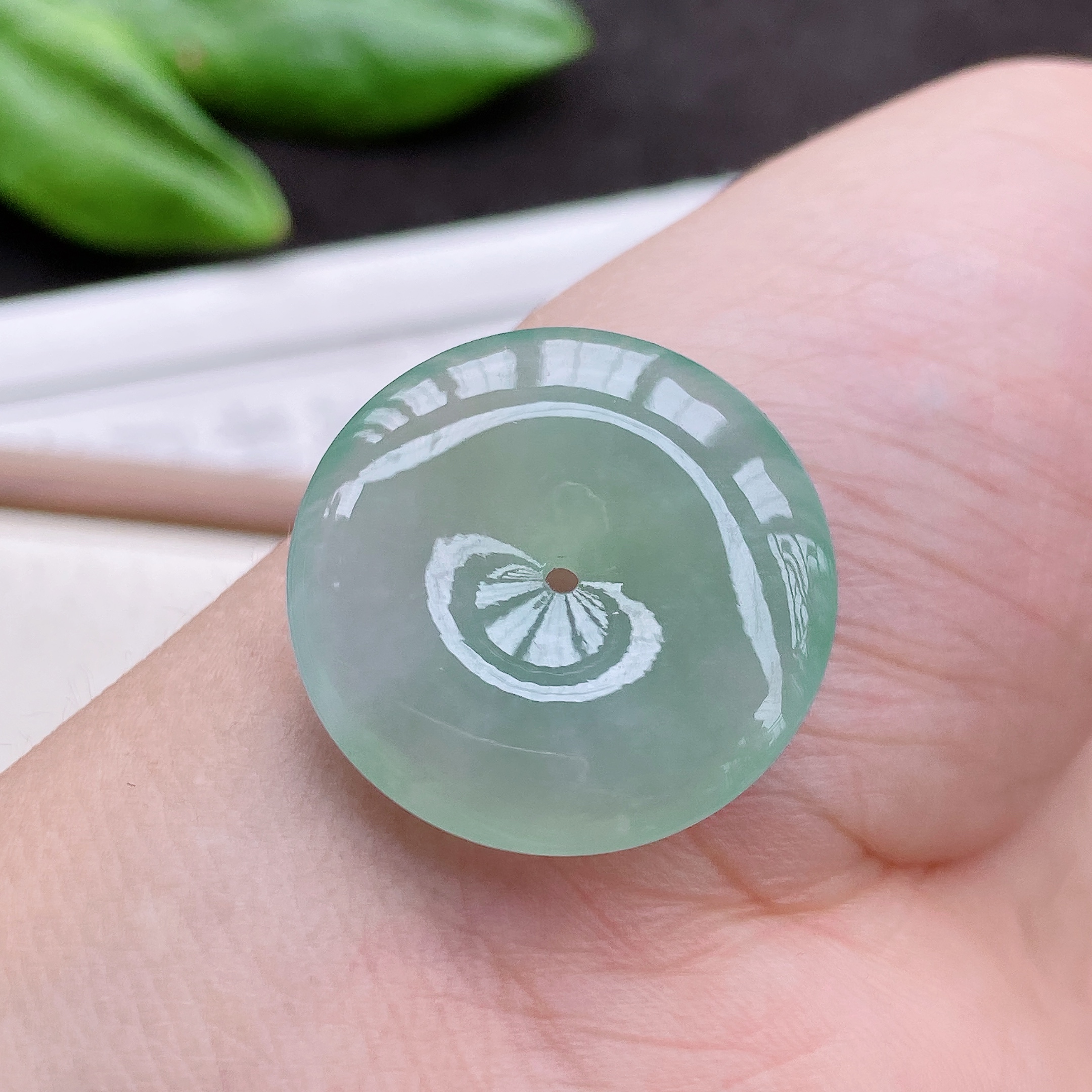 天然翡翠A货冰糯种甜绿水润平安扣