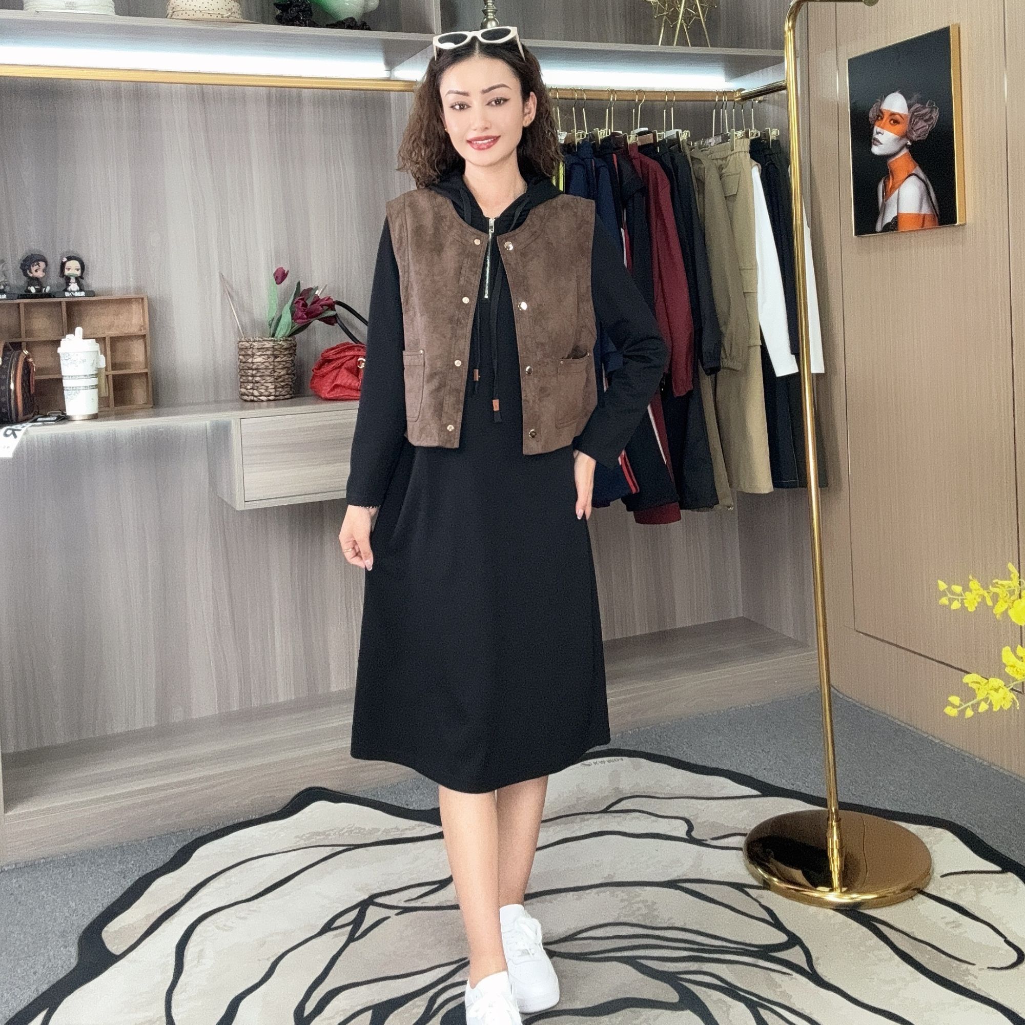 时尚设计师显瘦百搭918款马甲两件套装