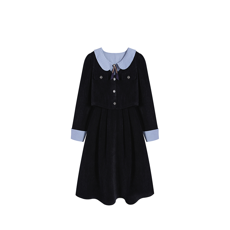 藏青色连衣裙ZL113037