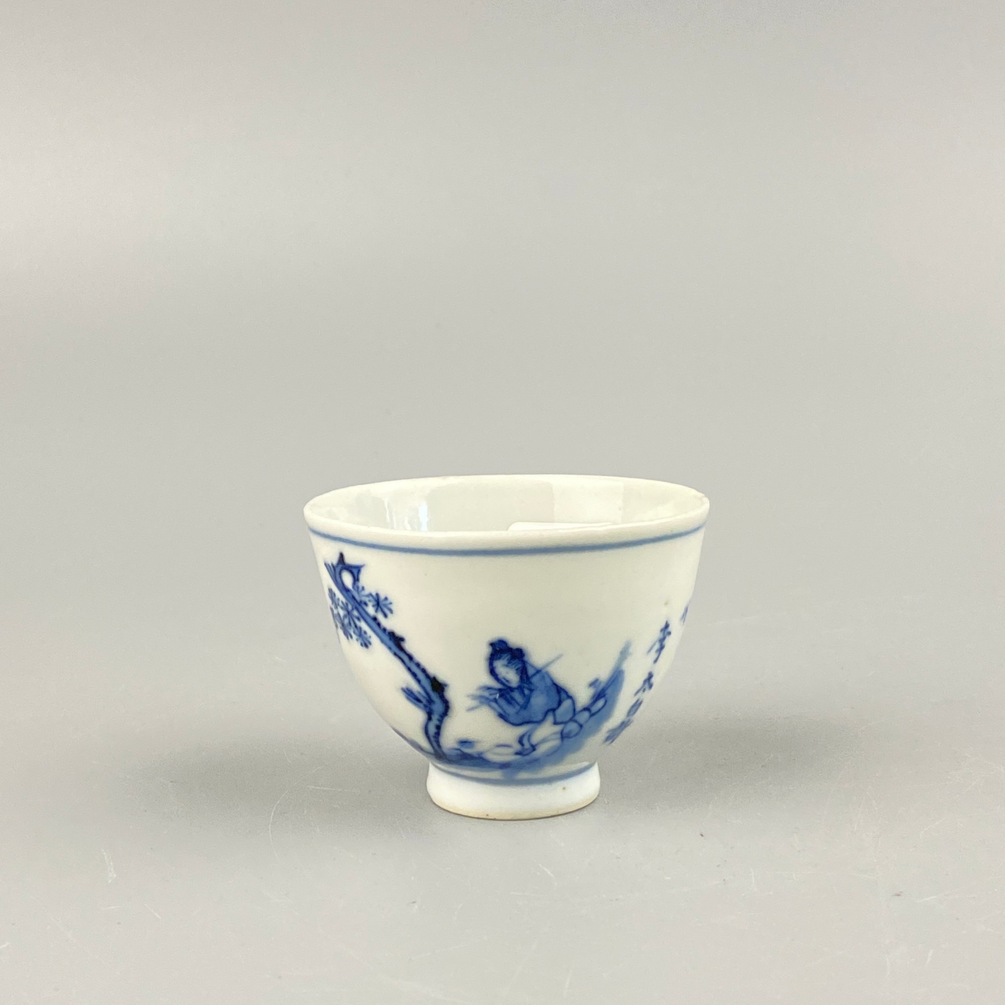 清中期青花诗文人物杯【古董拍卖】C124C11204071
