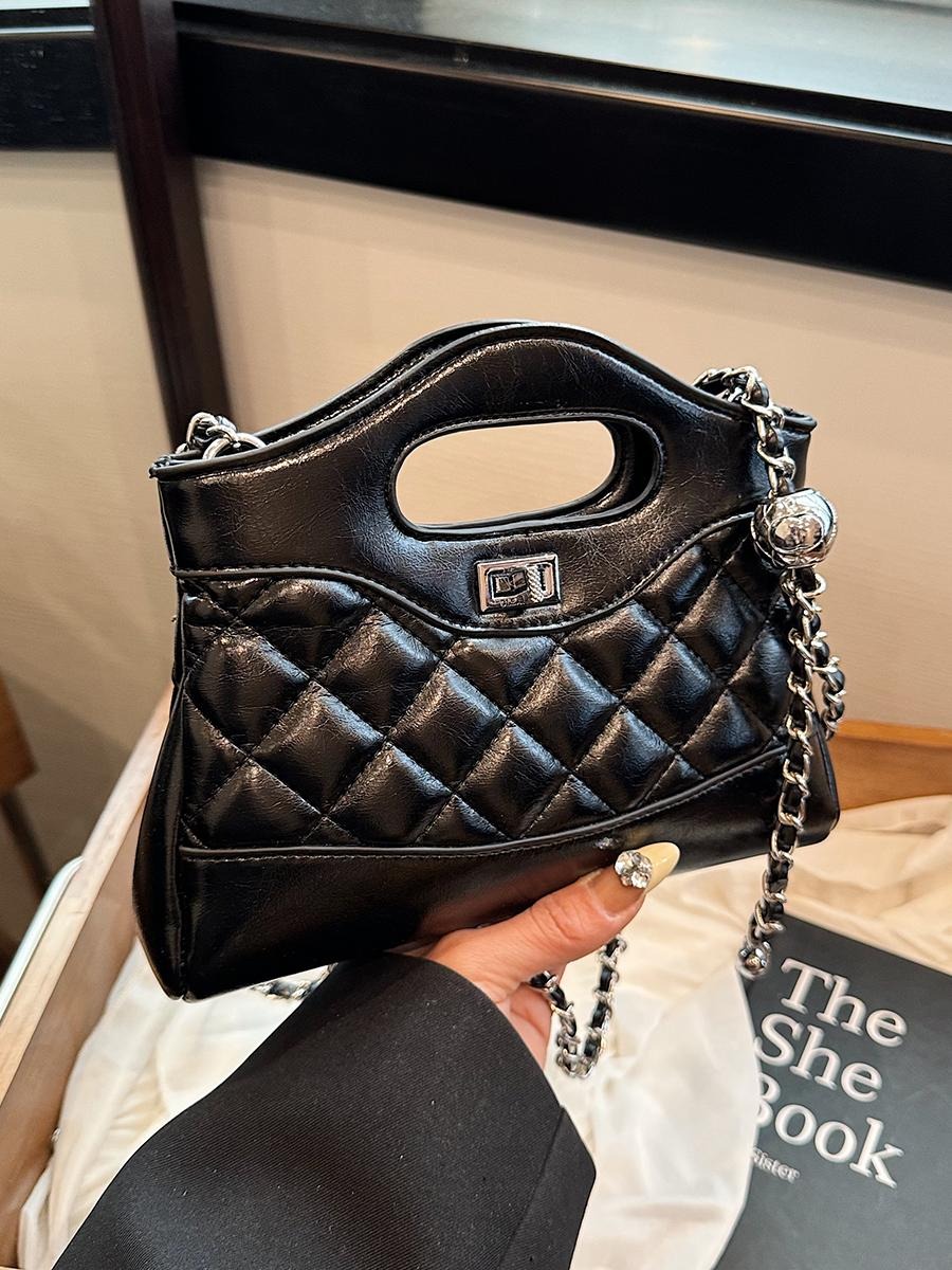 手拎小香风菱格链条包女2025夏季新款简约时尚单肩斜挎包85057