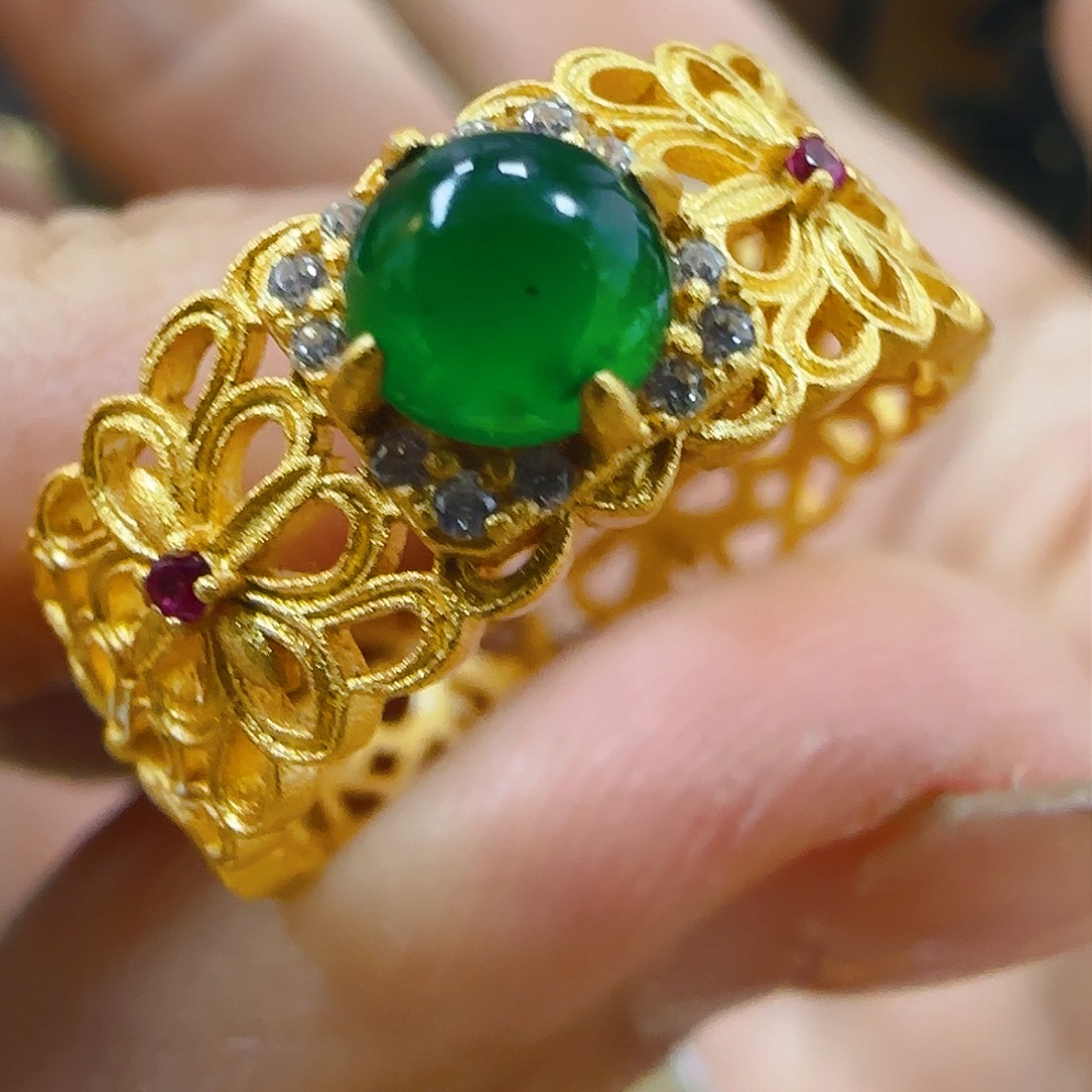 翡翠戒指银S925镶嵌翡翠的150