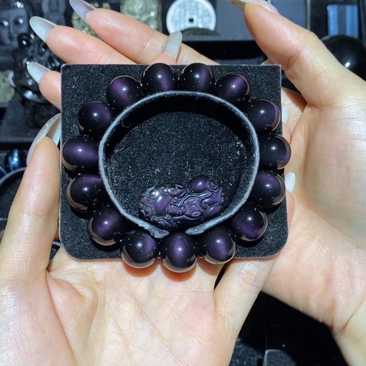 黑曜岩手链未镶嵌淡****懂