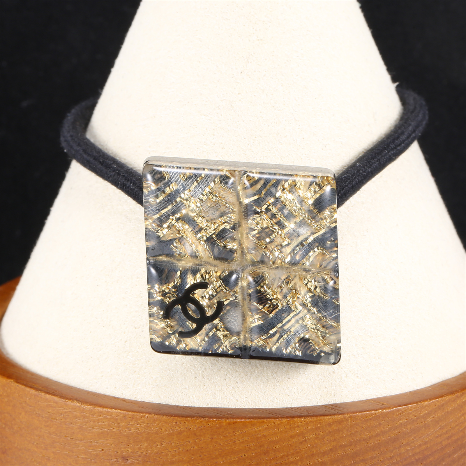 95新 Chanel/香奈儿 佳珊P214977150 菱形 方糖 冰钻 发圈 