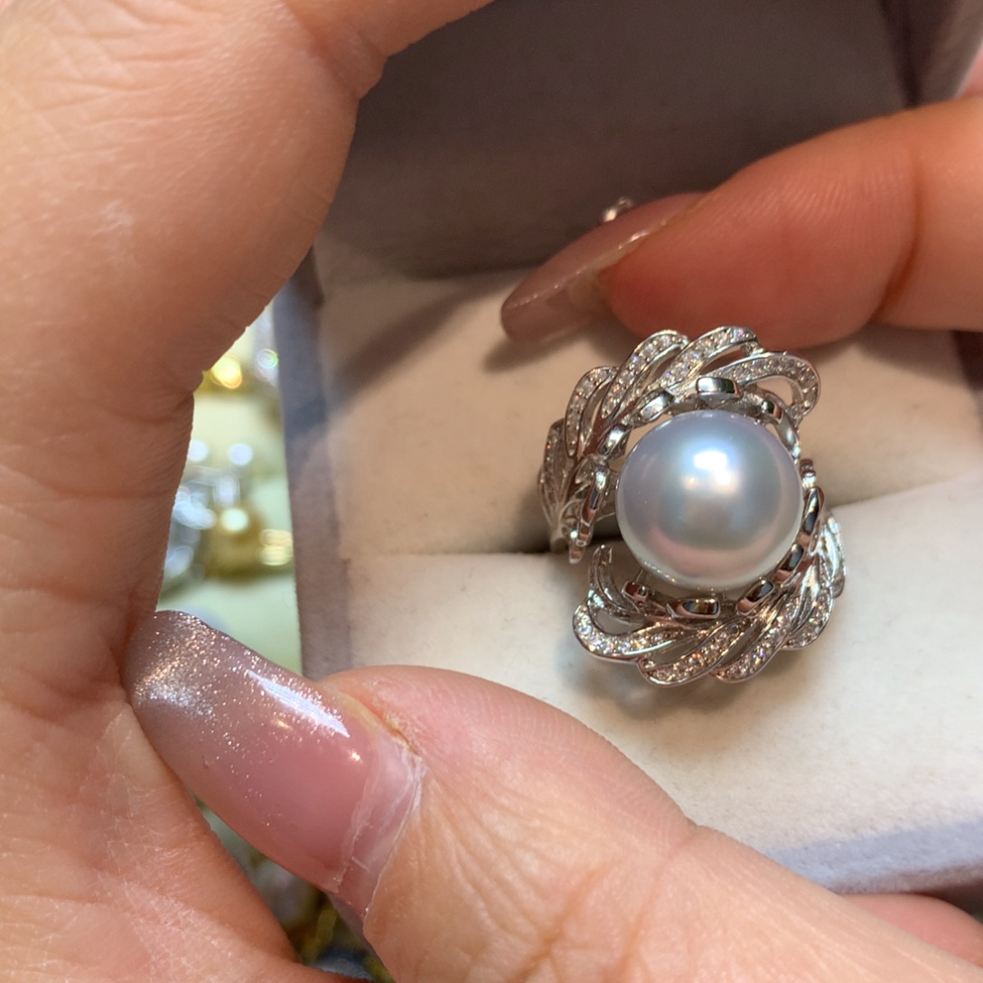 海水珍珠戒指银S925镶嵌