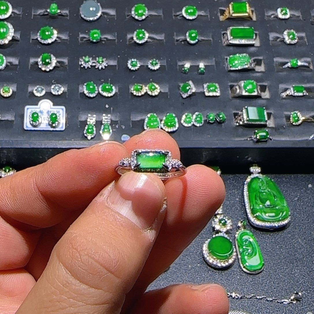 翡翠银S925镶嵌戒指