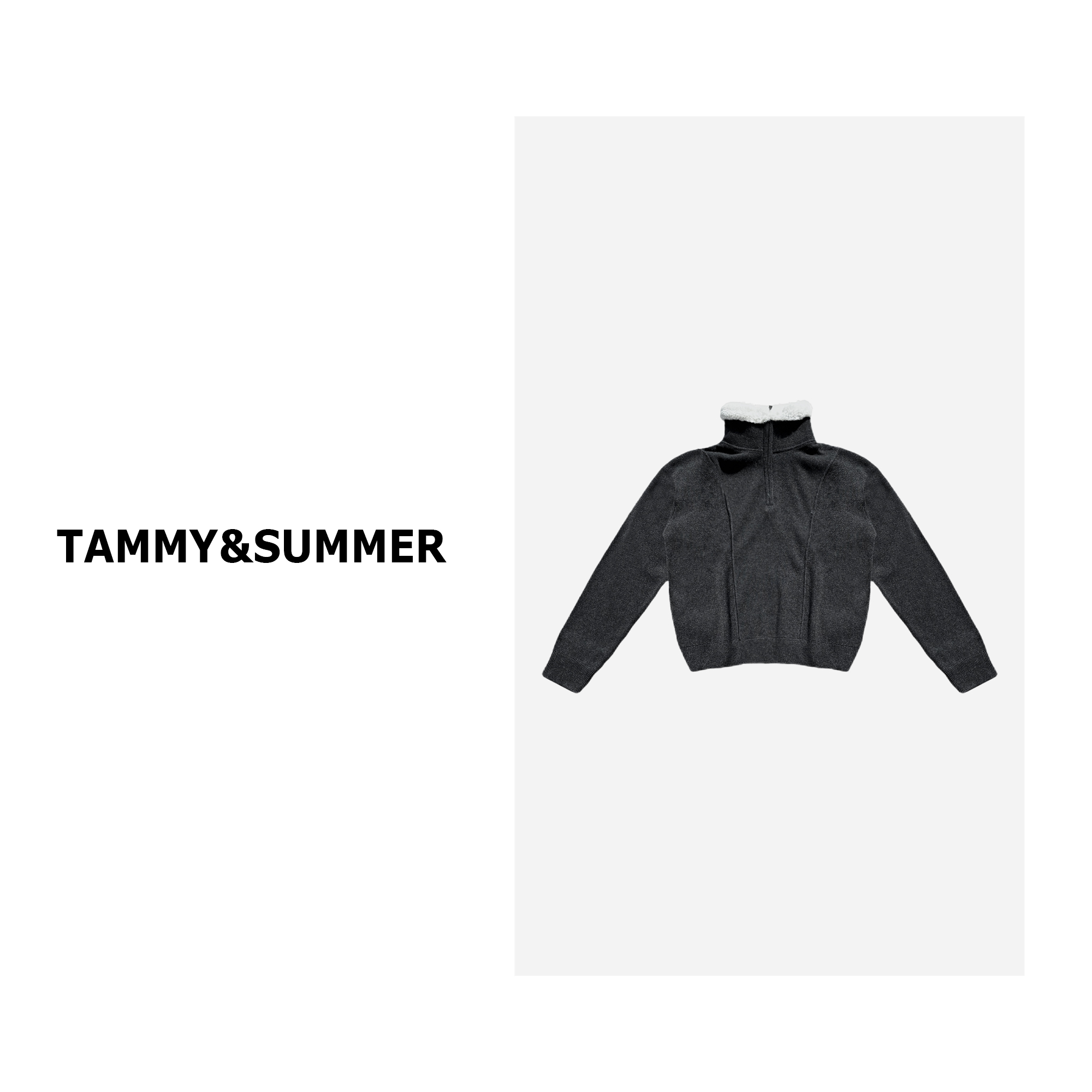 【Tammy&Summer】100%羊毛时尚简约百搭立领半拉链长袖毛衣25164