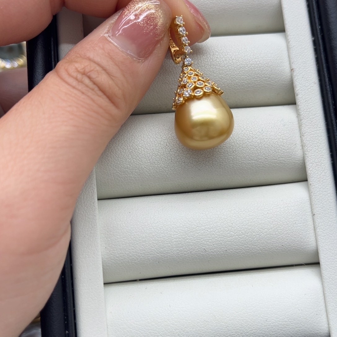 海水珍珠银S925镶嵌吊坠(不含链)