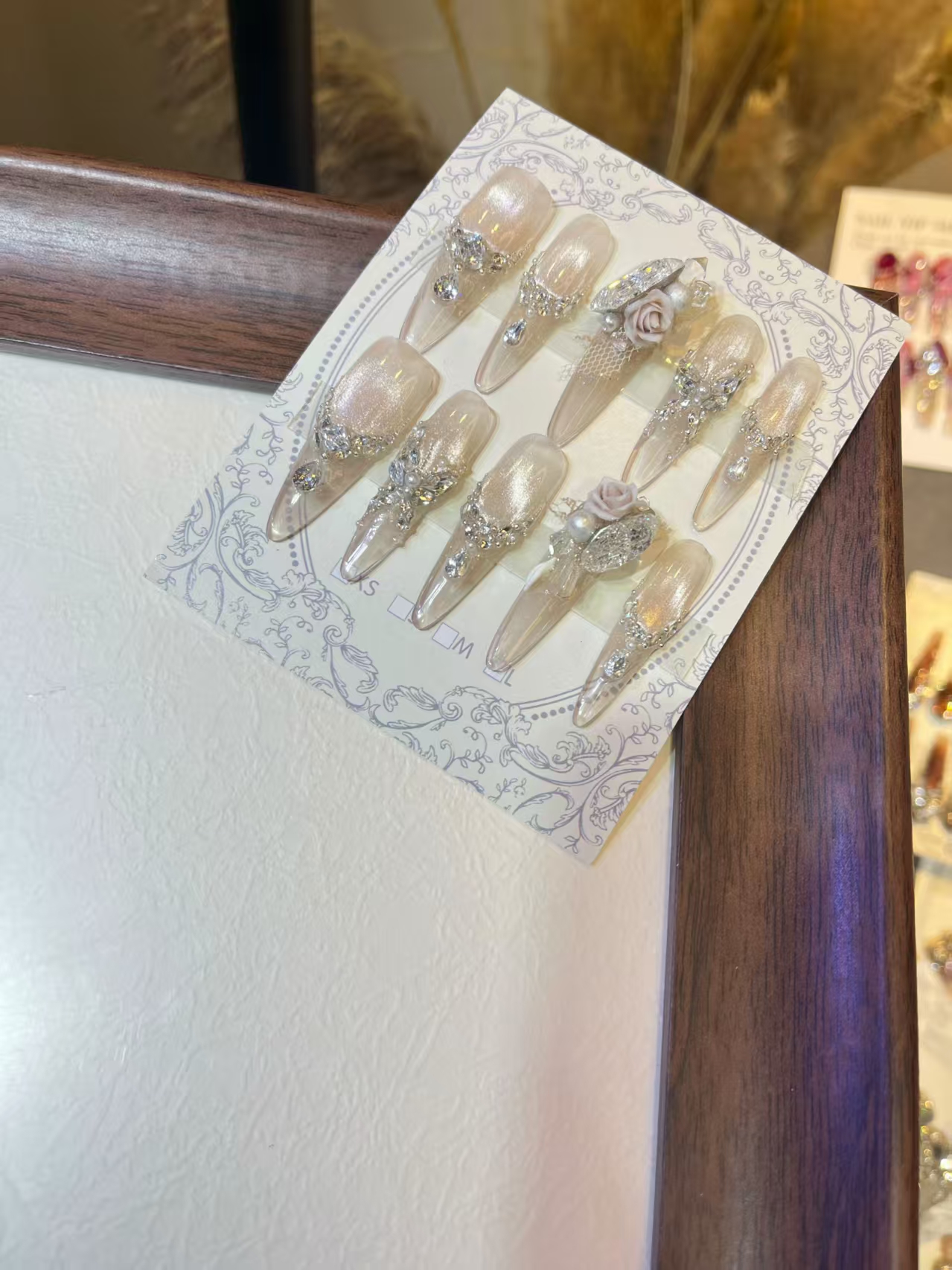 吖吖定制|A13「」 高端轻奢 纯手工定制 锆石 雕花 蝴蝶 穿戴式美甲