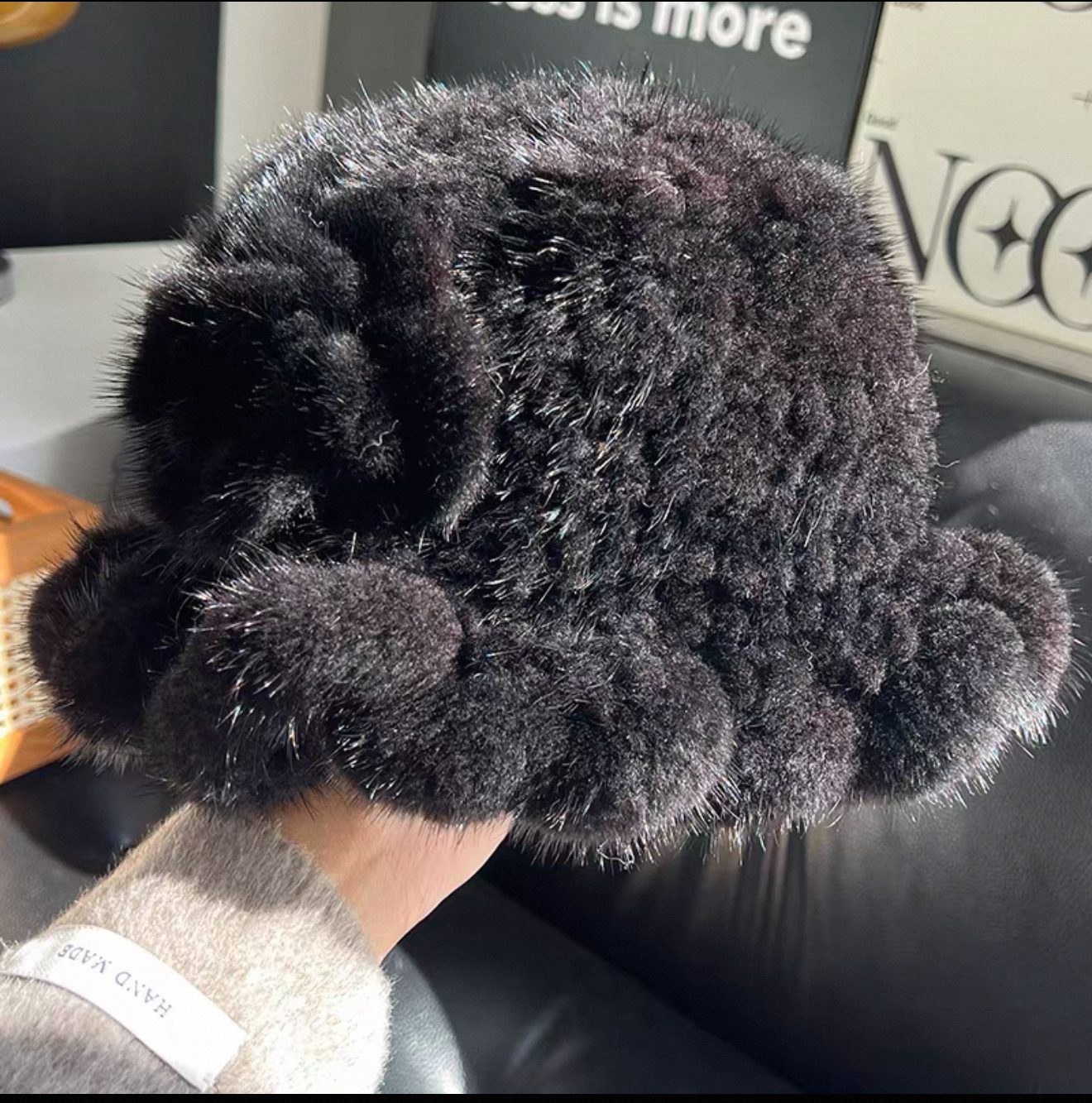 双面水貂毛花边帽加厚保暖帽子冬季帽子的经典款式