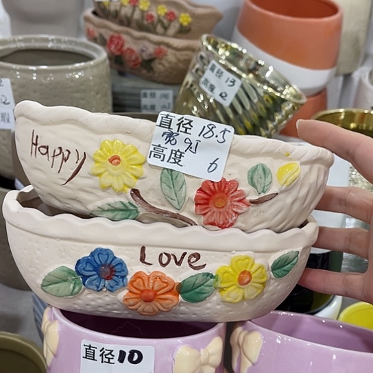 多肉绿植陶瓷花盆9.9包邮，有孔