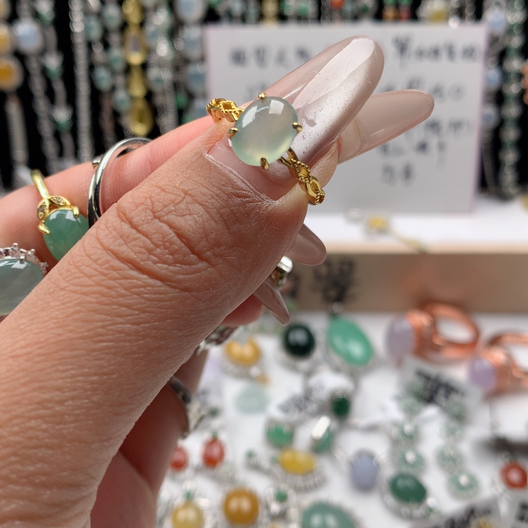 翡翠戒指银S925镶嵌戒指