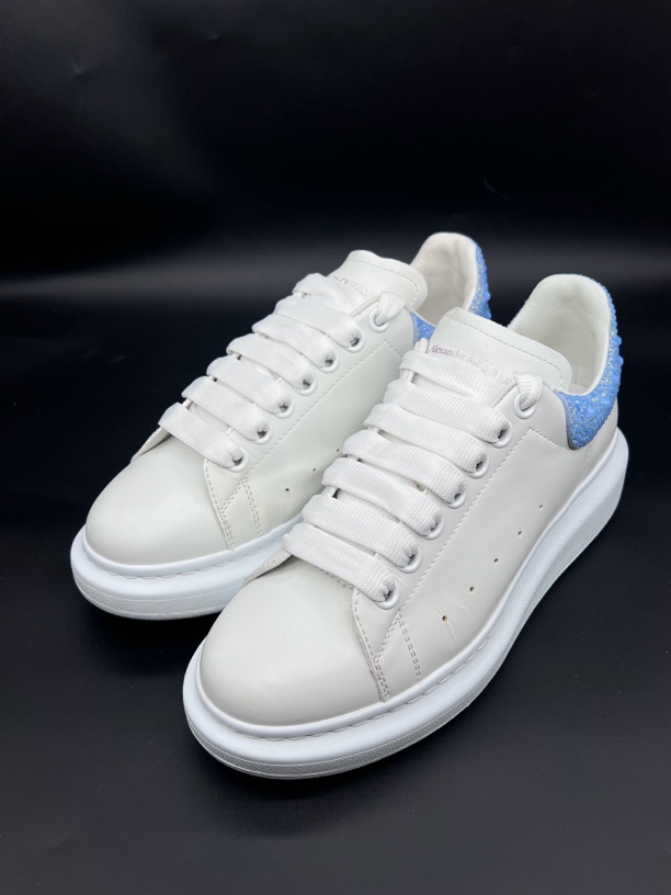 95新 Alexander McQueen/亚历山大·麦昆 透气厚底休闲鞋蓝尾38欧