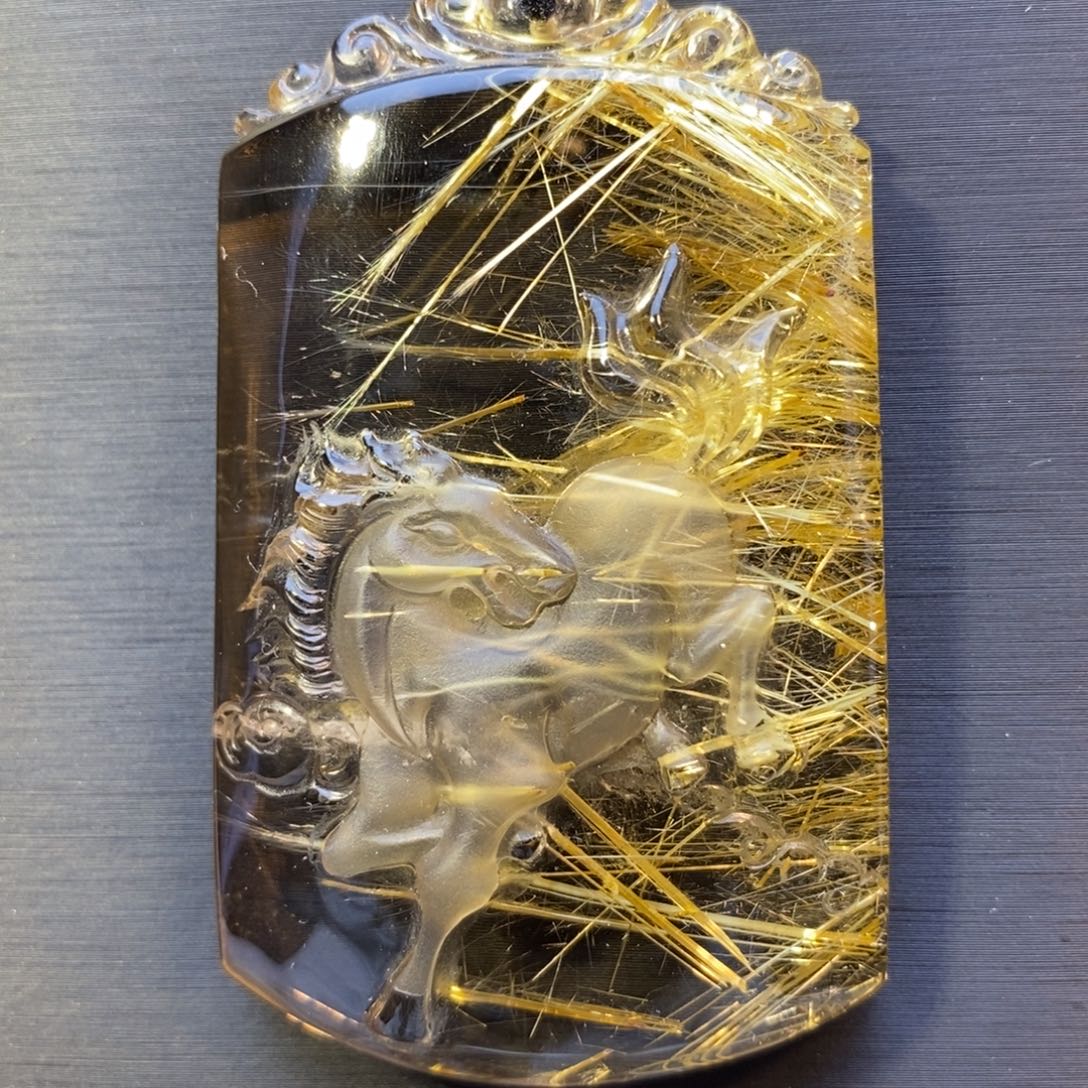 水晶颈饰未镶嵌钛晶花骏马 